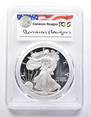 PR69 DCAM 1997-P American Silver Eagle Legacy Cameron Reagan