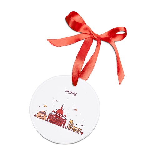 ROME ITALY Skyline, Italian Travel, Personalized Round Acrylic Ornament Gift - 第 4/6 張圖片