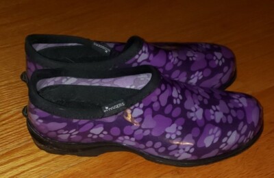 Sloggers Purple Paw Print Rain Boots Women Size