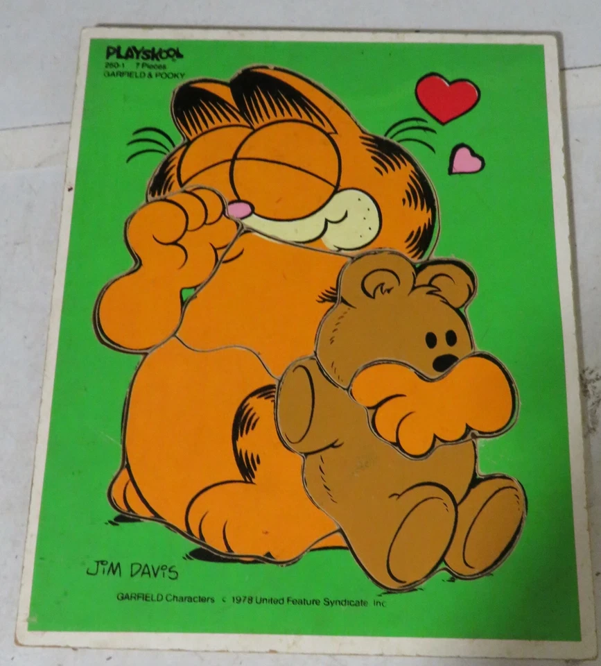 Rompecabezas bandeja madera Garfield & Pooky 1978 vintage 7 piezas Playskool completo usado Foto 2 de 4
