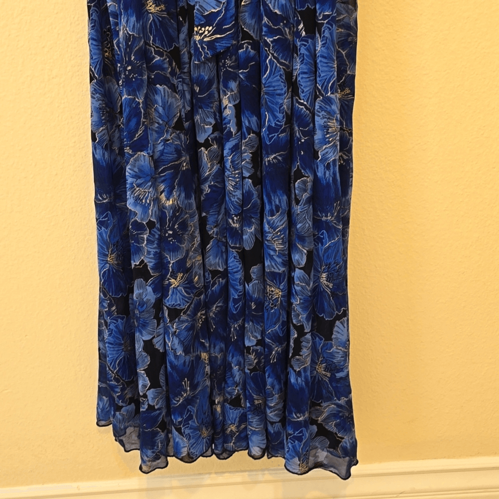 alexa b nites maxi dress Alexa B Nites Maxi Dress Size 8 Shimmery Sheer Floral Print Stretchy Waist