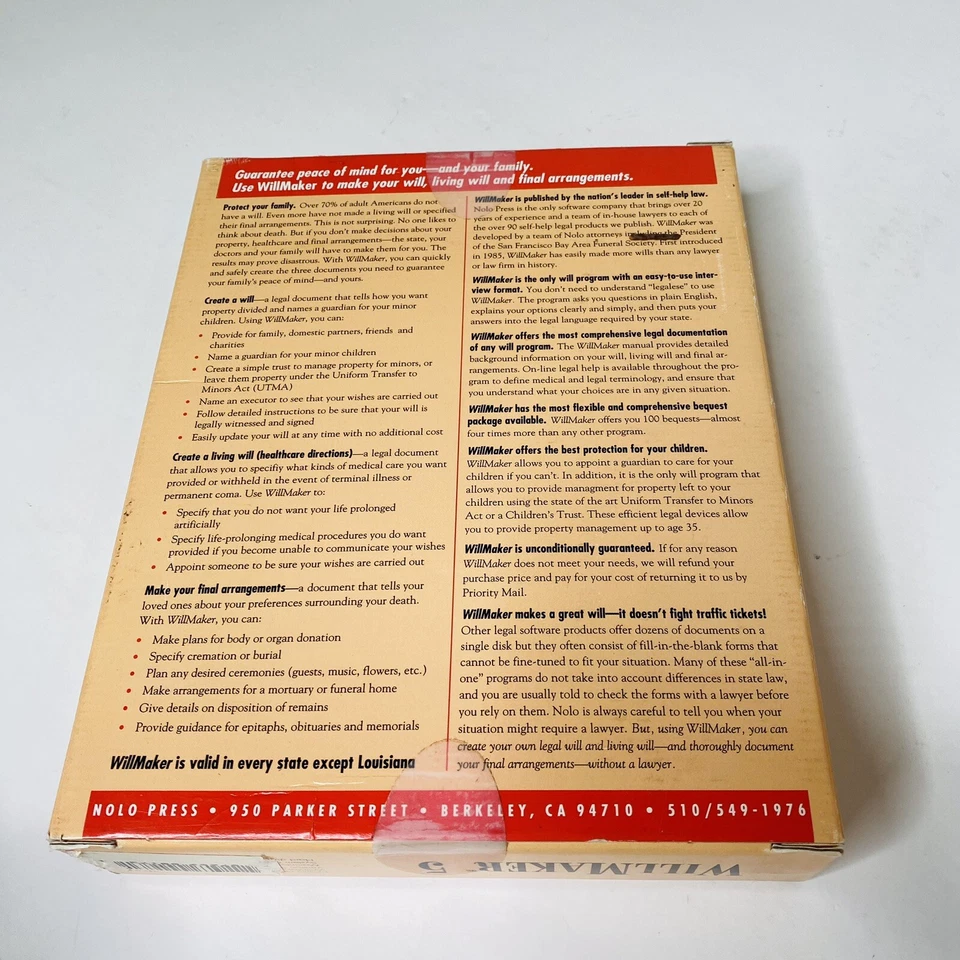 Nolo WillMaker 5 Vtg Software New Sealed NOS Macintosh - Image 4 of 4
