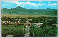 Main Street Aerial View Livingston Montana Vintage Postcard