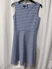 Talbots Women's Royal Blue & White Print Sleeveless Dress Size S NWOT