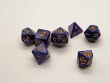 D&D RPG 7 Piece Dice Set Pearl Purple With Dice Bag! 126