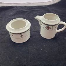 Studio Note Adirondack Creamer and Sugar bowl no lid   - Aztec Design