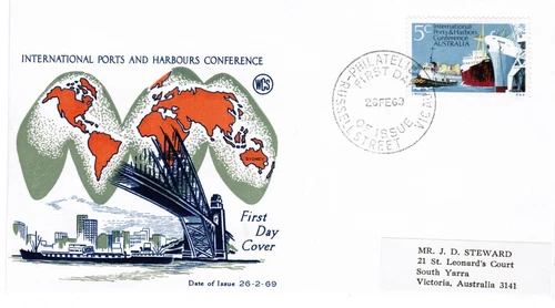 Australia FDC 1969 SG438 Ports & Harbours  Russell St Victoria CDS