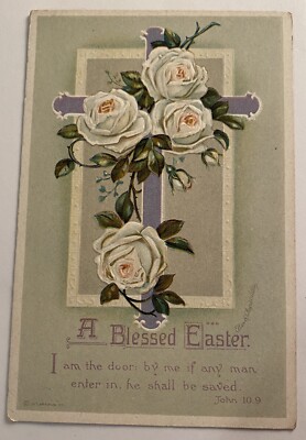 Vintage Embossed Postcard! A Blessed Easter! s334