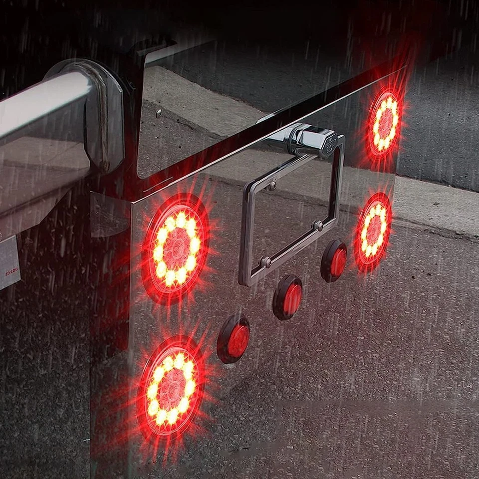 Luces traseras 2X 4 pulgadas redondas rojas blancas 16 LED para remolque camión parada de freno señal de giro Foto 3 de 4