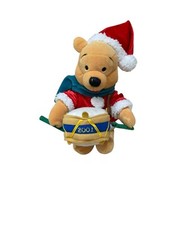 2001 Disney Store Winnie the Pooh Bear Drummer Boy Christmas Bean Plush XLNT
