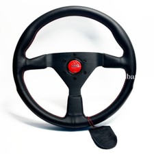 14inch MOMO Montecarlo Leather Racing Steering Wheel Red Stitch