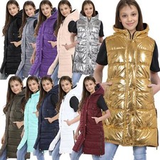 Kids Girls Fashion Oversized Gilet Long Line Style Jacket Long Sleeveless Coat