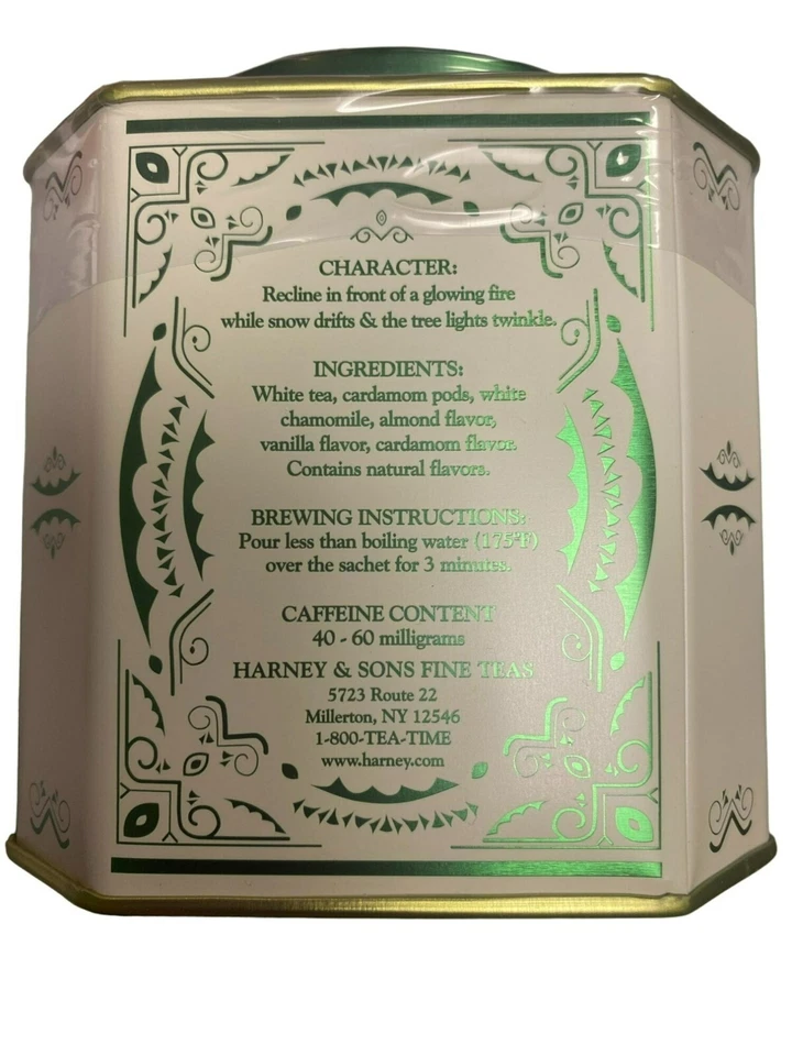 Harney & Sons White Christmas Tea Tin 30 Sachets Vanilla & Almond Flavors 2.67 O - Image 2 of 4