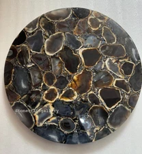 18" Agate Corner Side Table Top Handmade gemstones Work Home Decor