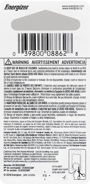 Energizer 2025 Batteries 3V Lithium ECR2025BP use in watches and calculators - Image 4 of 4