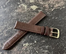Caramel color Short Length 16mm lizard grain Leather European vintage watch band