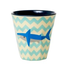 RICE Melamin Becher "Shark Print",  Two Tone Medium 9 x 9 cm, Hai