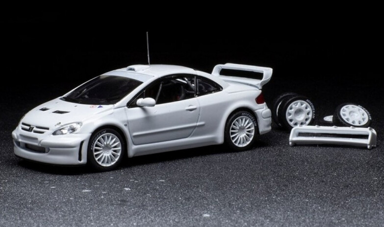 Peugeot 307 WRC miniature IXO IXOMDCS030 finition prestige blanc de rallye