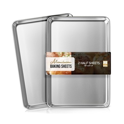Aluminum Baking Sheet Set, 2 Pack Cookie Sheet Set, 18” x 13” Steel 