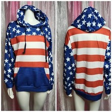 Patriotic America USA Flag 4th Of July Hoodie Size Medium
