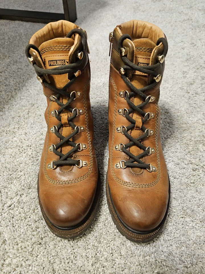BOTA DE CUERO PARA MUJER PIKOLINOS, talla 40 marrón estilo Crowgirl cómoda senderismo Foto 3 de 4