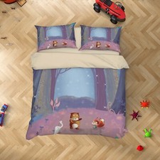 3D Forest Animal Painting Kids Quilt Cover Set Duvet Cover Bedding Pillowcases