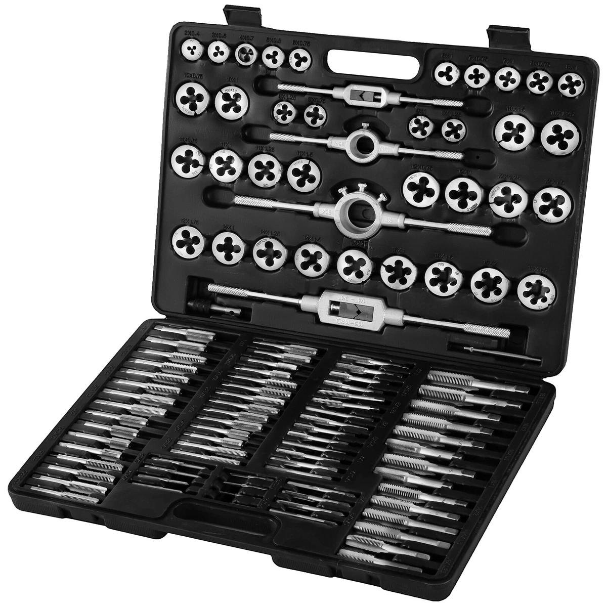 110 PCS Tap and Die Combination Set Tungsten Steel Titanium METRIC