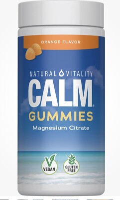 Natural Vitality Calm, Magnesium Citrate Gummies for Stress Relief, Orange 60 Ct