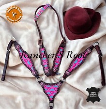 Western Leather Tack Set For Horse  Pink Aztec Gladiator Tack Set