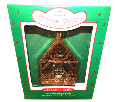 Hallmark Christmas Ornament - Brass Miniature Creche - Mint in Box