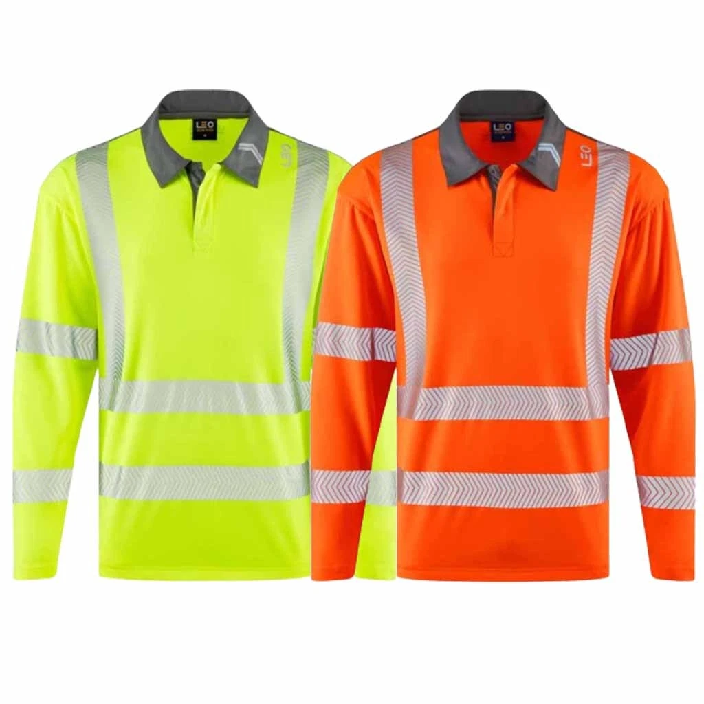 Leo Hi Vis Class 3 Polo Shirt Coolmax Summer Long Sleeved Work Top GEORGEHAM