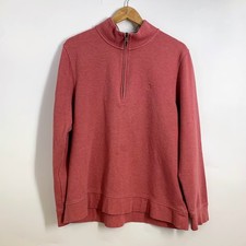 Brooks Brothers Mens Red Heathered Quarter Zip Pullover Sweatshirt Size Large