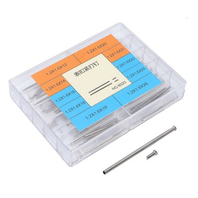 #ad 100Pcs Box Steel Watch Band Pressure Bars Pins Neddles Rivet Ends Repairing Tool $10.44