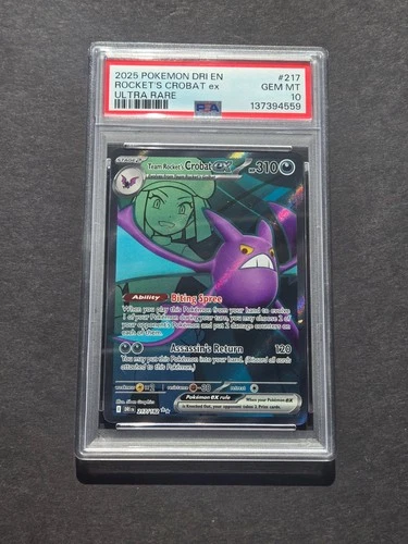 PSA 10 TEAM ROCKET'S CROBAT EX 217/182 - DESTINED RIVALS ULTRA RARE - GEM MINT