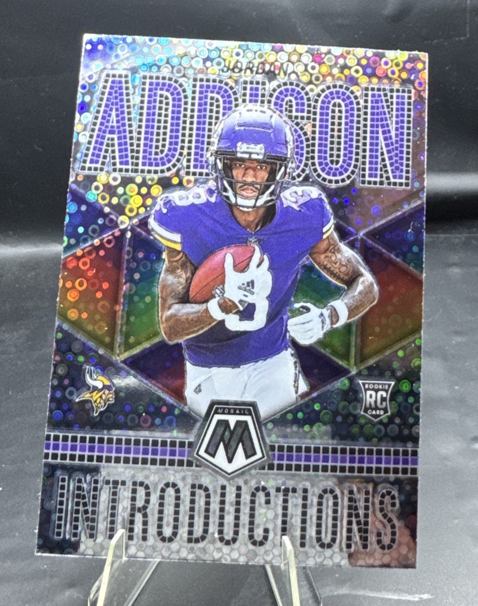 2023 Mosaic Jordan Addison Rookie RC Introductions No Huddle Prizm #I-9 Vikings