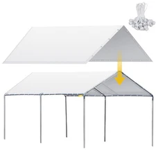 10x20 Carpa Reemplazo De Lona Cubierta Gris Con 44 Cuerdas EláSticas Impermeable