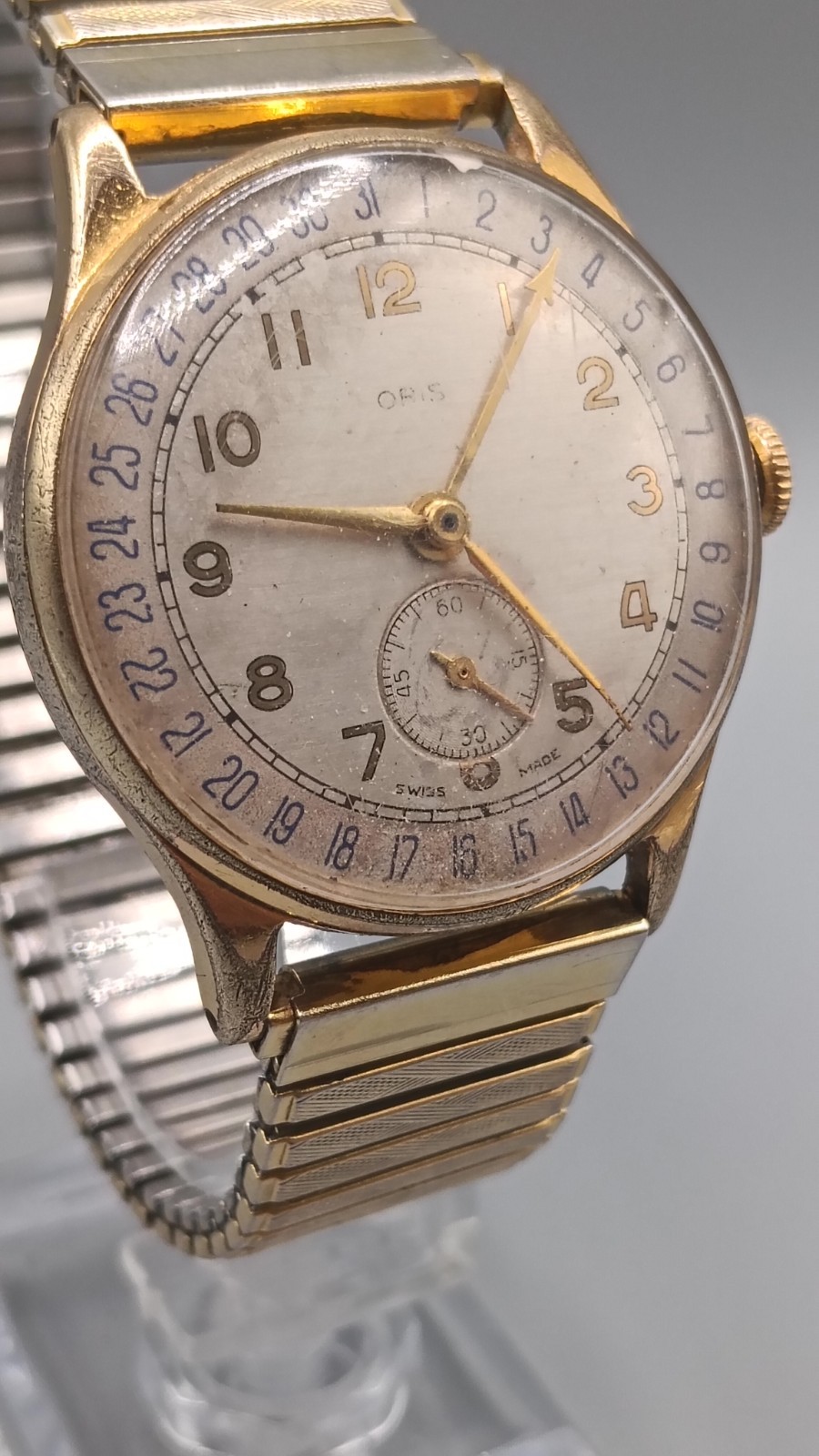 Vintage 1940s Oris Pointer Date Small Seconds Gol… - image 6