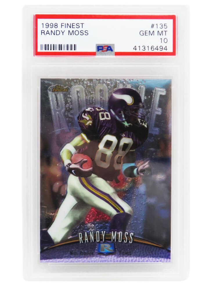 Randy Moss 1998 Topps Finest #135 RC Rookie Card - PSA 10 GEM MINT (New Label)