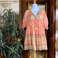 Spell & The Gypsy Seashell Boho Mini Dress S Coral Mermaid Seahorse Floral Shell