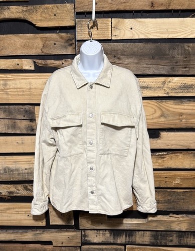 Abercrombie & Fitch Cream Corduroy Shirt Jacket Mens Size Large NWT