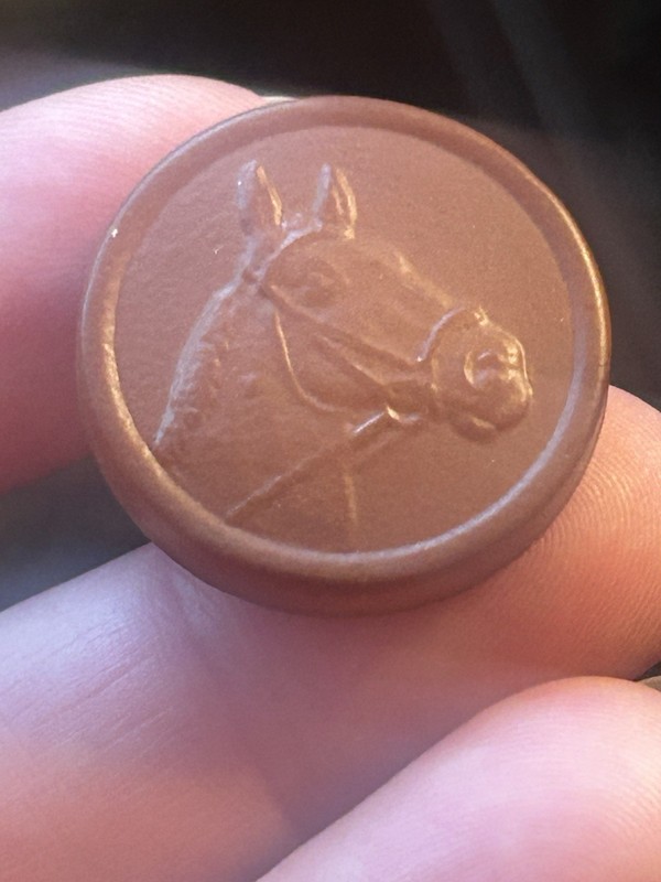 Horse Head Vintage Button Plastic Imitating Leather 1&1/8” Medium