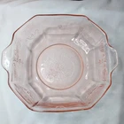 Anchor Hocking 9 Inch Octogon Princess Pink Bowl W/ Handles