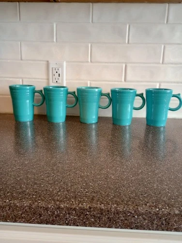 Fiestaware tall latte mug set of 5 turquoise