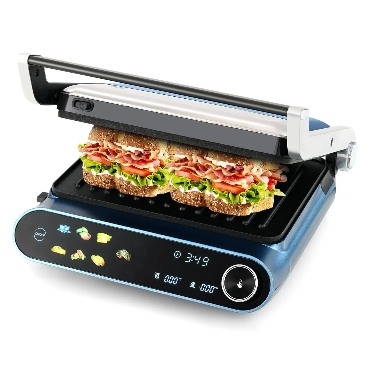 Happygrill 3 in 1 Panini Press Electric Indoor Grill & Sandwich Maker,1200W Open