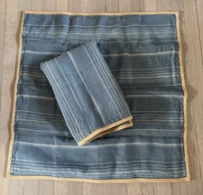 2 x Ralph Lauren *EURO Pillow SHAMS Blue THE LANDING Linen Stripe