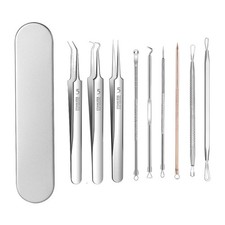 9 - Piece Stainless Steel Acne Tool Set - Complete Kit with Ultra - Sharp Twe...
