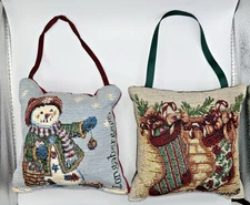 Longaberger Doorknob Pillows Set of 2 Christmas Stockings & Snowman