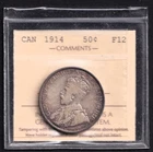 Canada 1914 50 Cent Half Dollar ICCS Certified F-12 .925 Silver Rare Date Coin