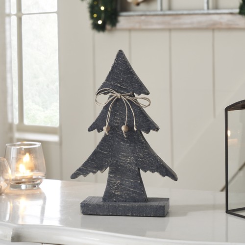 Three-Tiered Pine Distressed Dark Grey Wooden Tree Large 11x7x2.5 VHC Brands - Bild 1 von 5