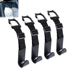 Amooca Car Headrest Hooks 4 Pack Adjustable Universal Fit Auto Seat Black